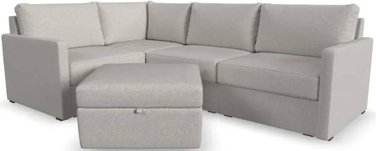 Flex Taupe 4-Seat Modular Sectional with Narrow Arm and Storage...