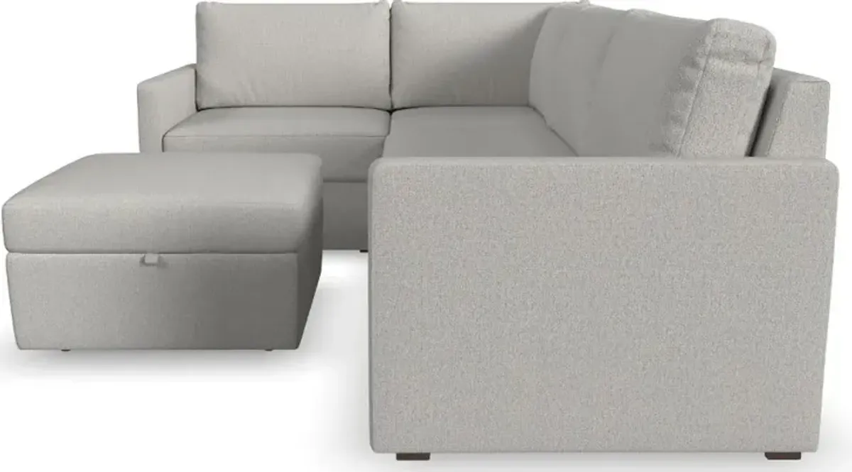 Flex Taupe 4-Seat Modular Sectional and Storage Ottoman