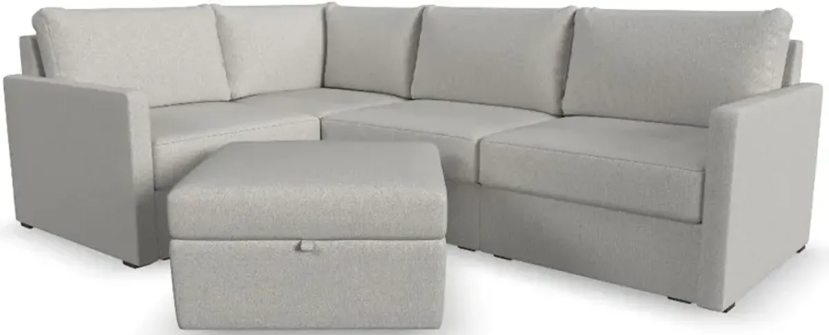 Flex Taupe 4-Seat Modular Sectional and Storage Ottoman