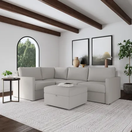 Flex Taupe 4-Seat Modular Sectional with Narrow Arm and Storage...