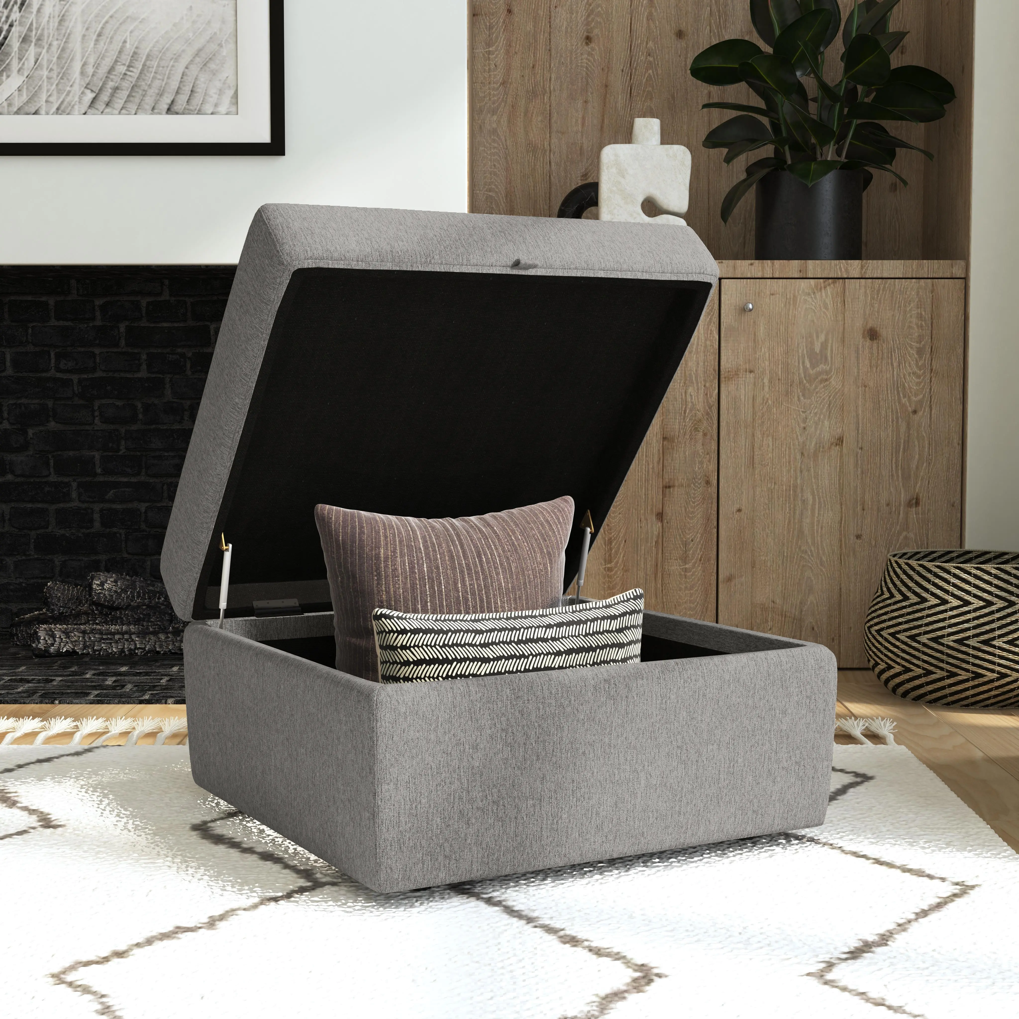 Flex Gray Ottoman with Storage