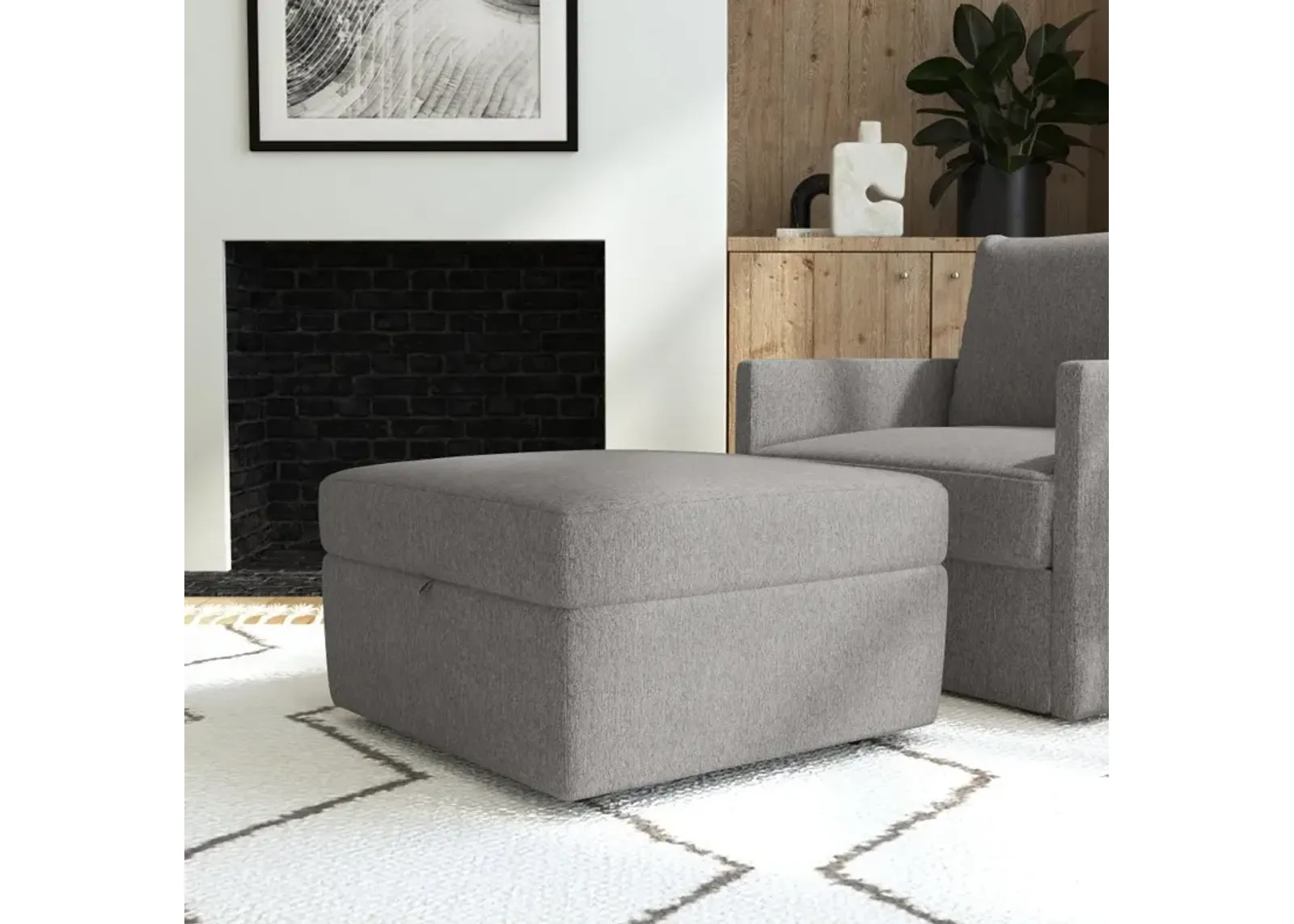 Flex Gray Ottoman with Storage