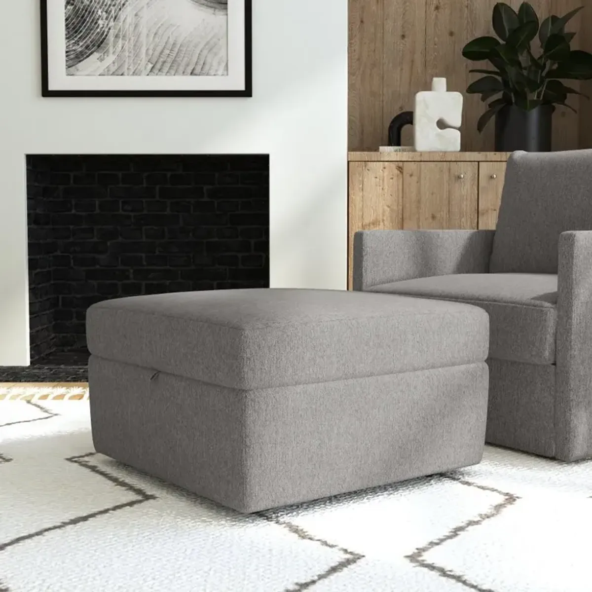 Flex Gray Ottoman with Storage