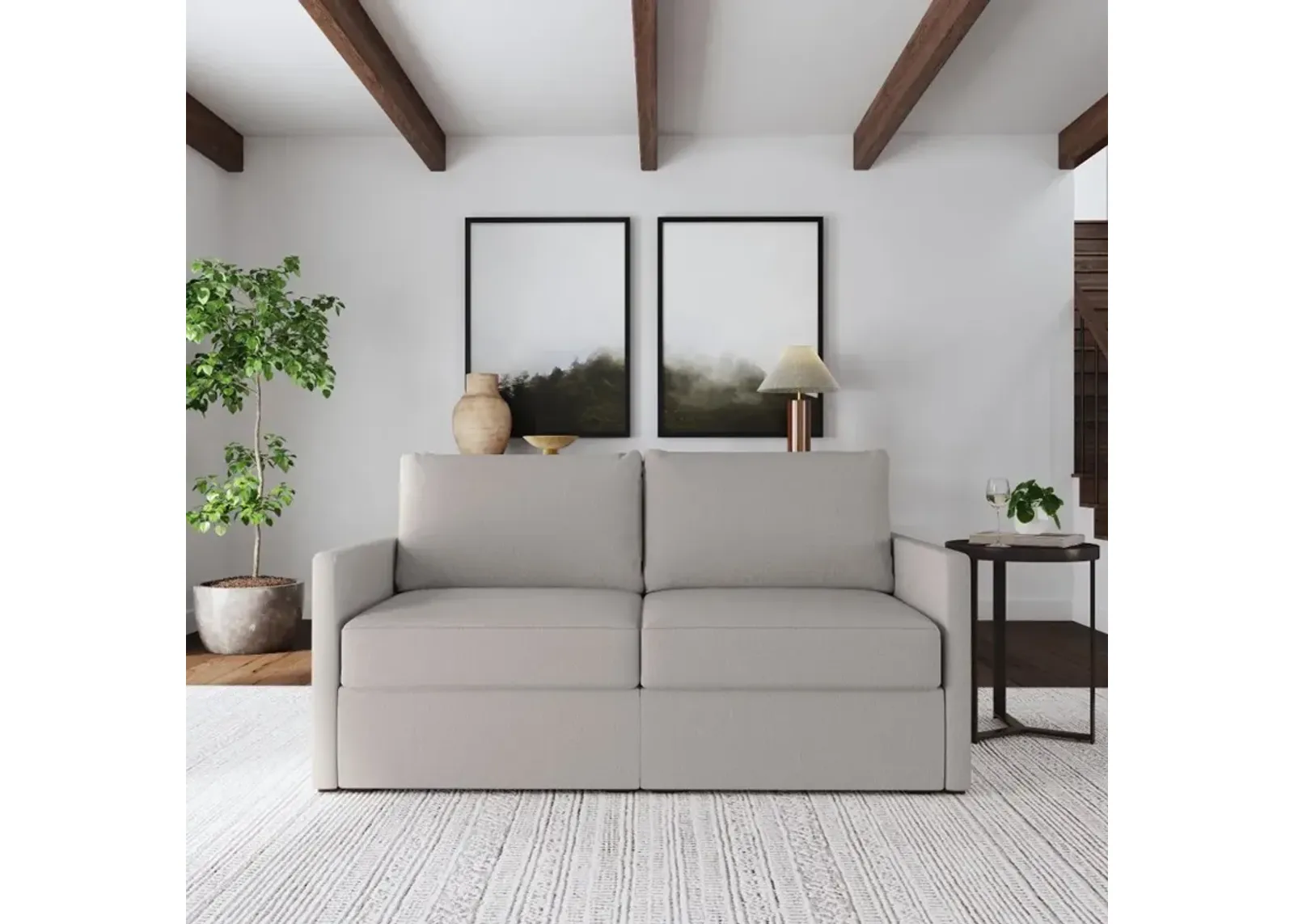 Flex Taupe Modular Loveseat with Narrow Arm