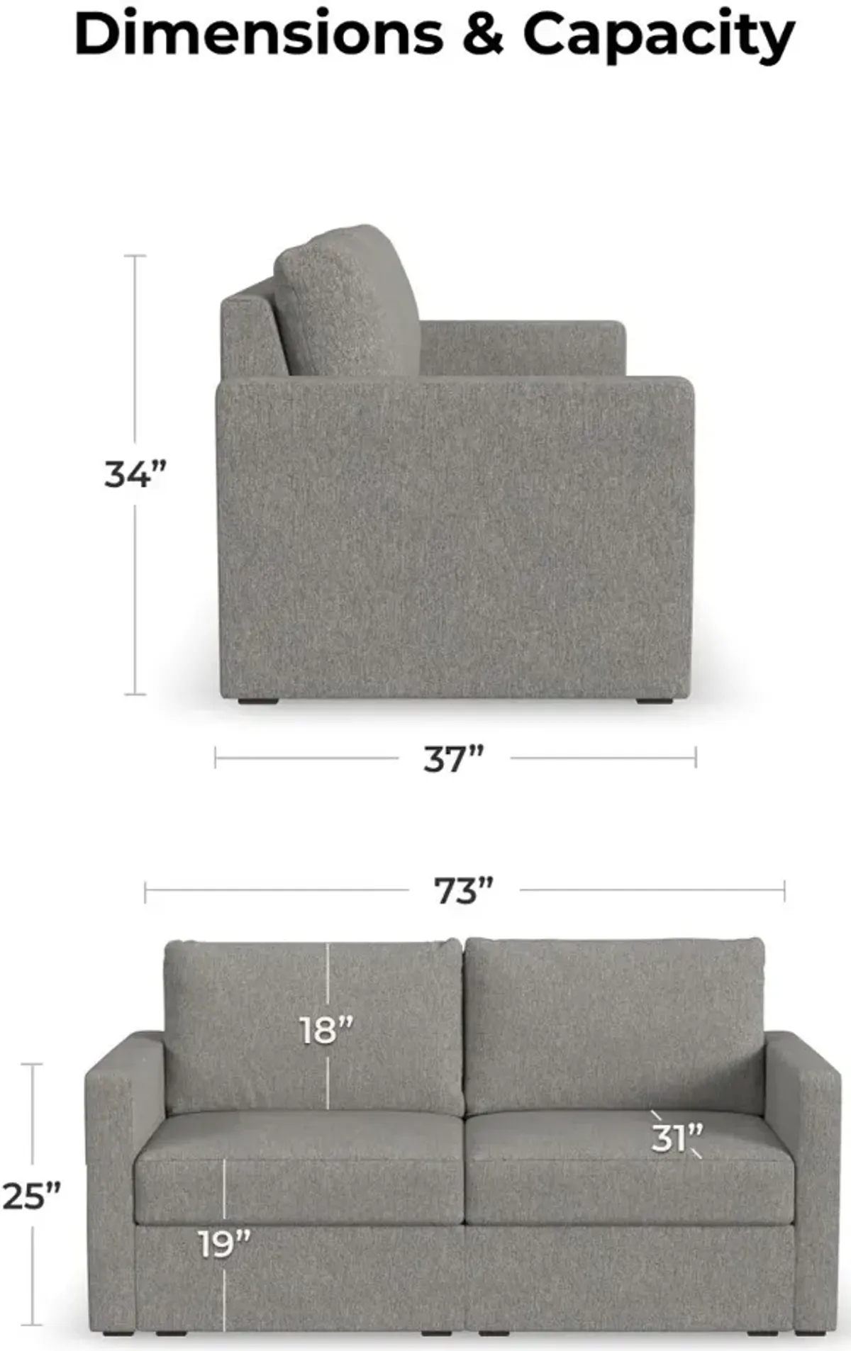 Flex Gray Loveseat with Narrow Arm