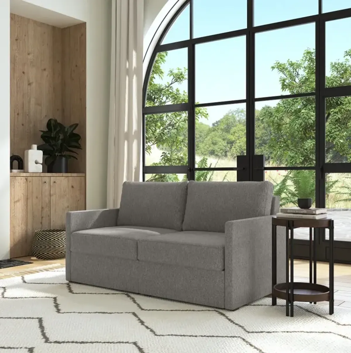 Flex Gray Loveseat with Narrow Arm