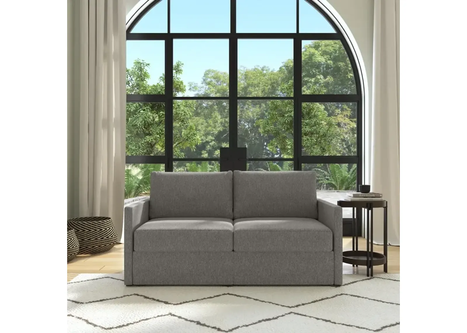 Flex Gray Loveseat with Narrow Arm