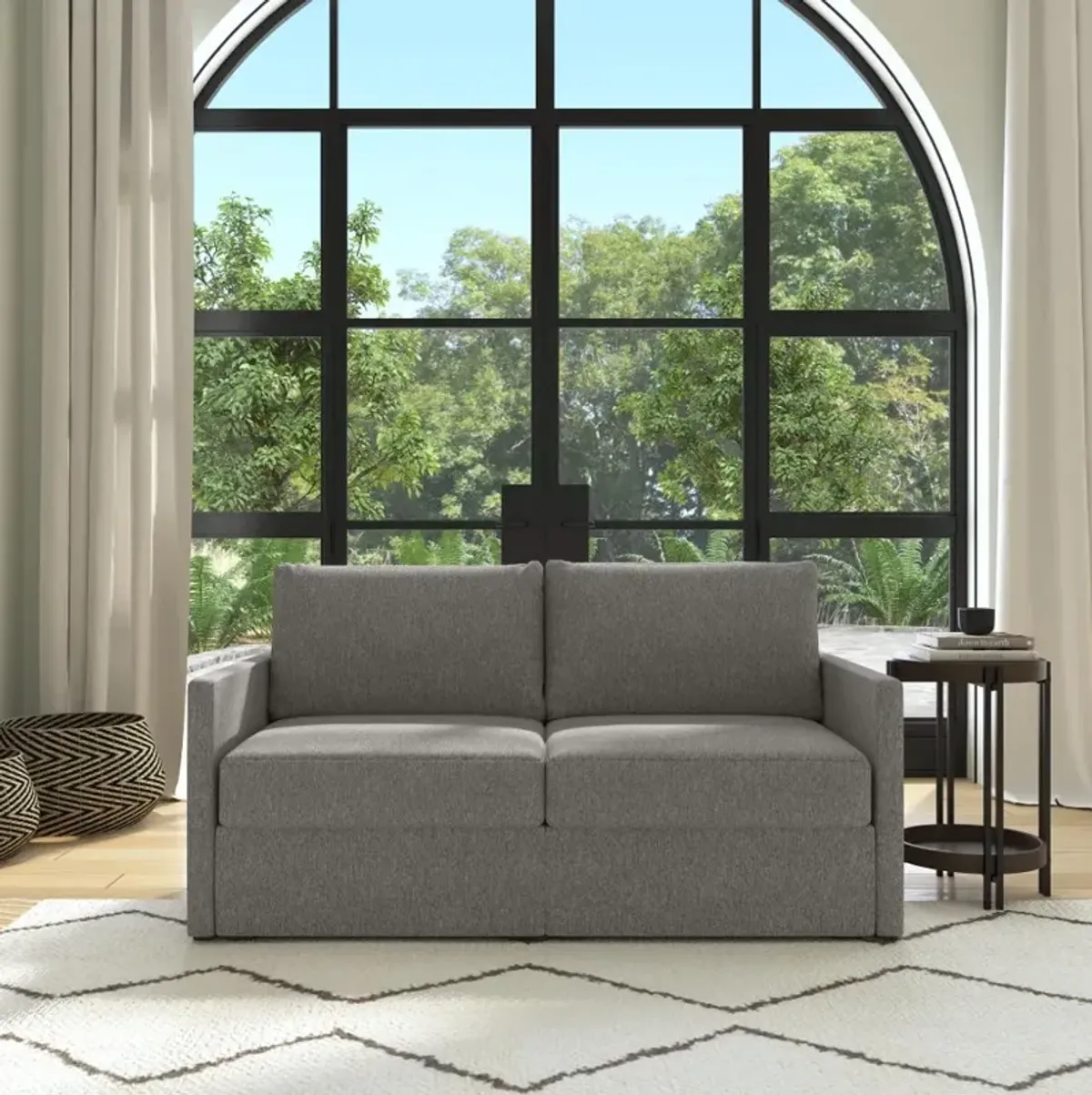 Flex Gray Loveseat with Narrow Arm