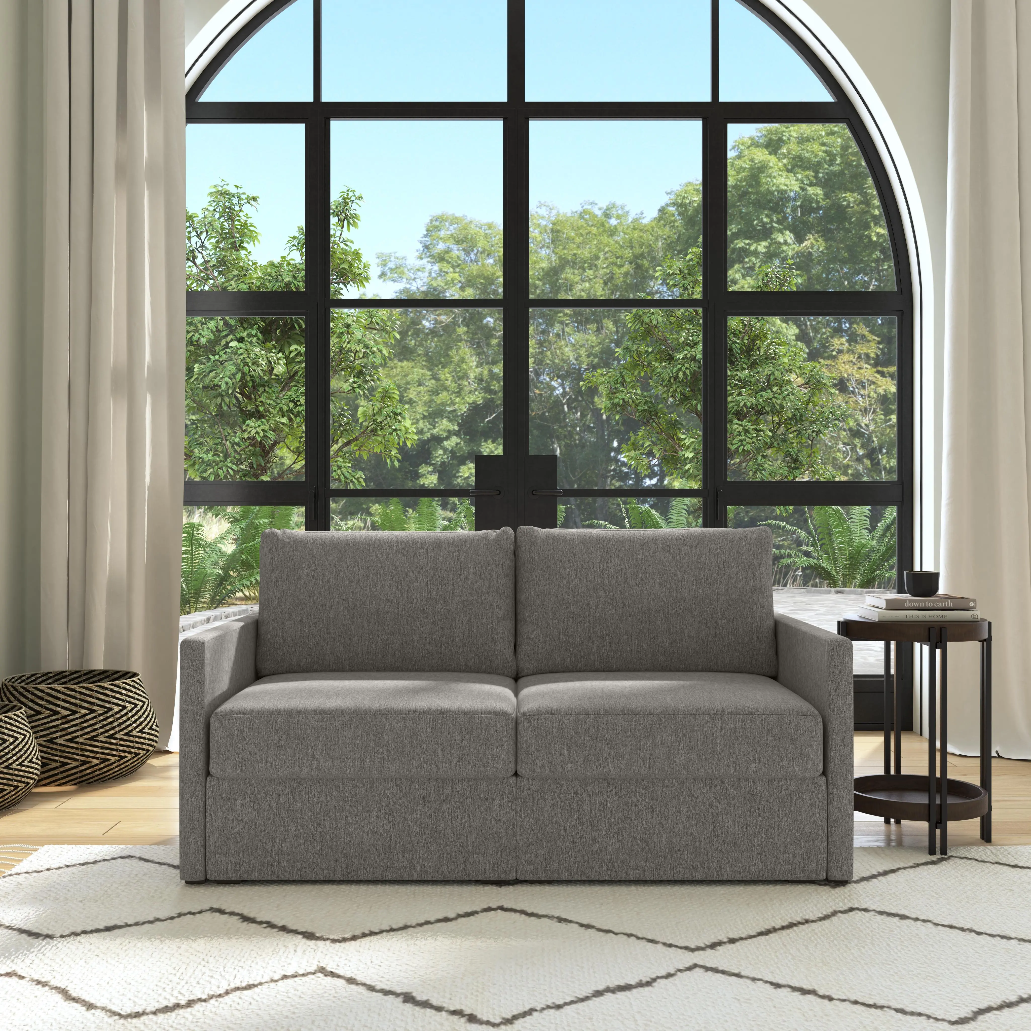 Flex Gray Loveseat with Narrow Arm