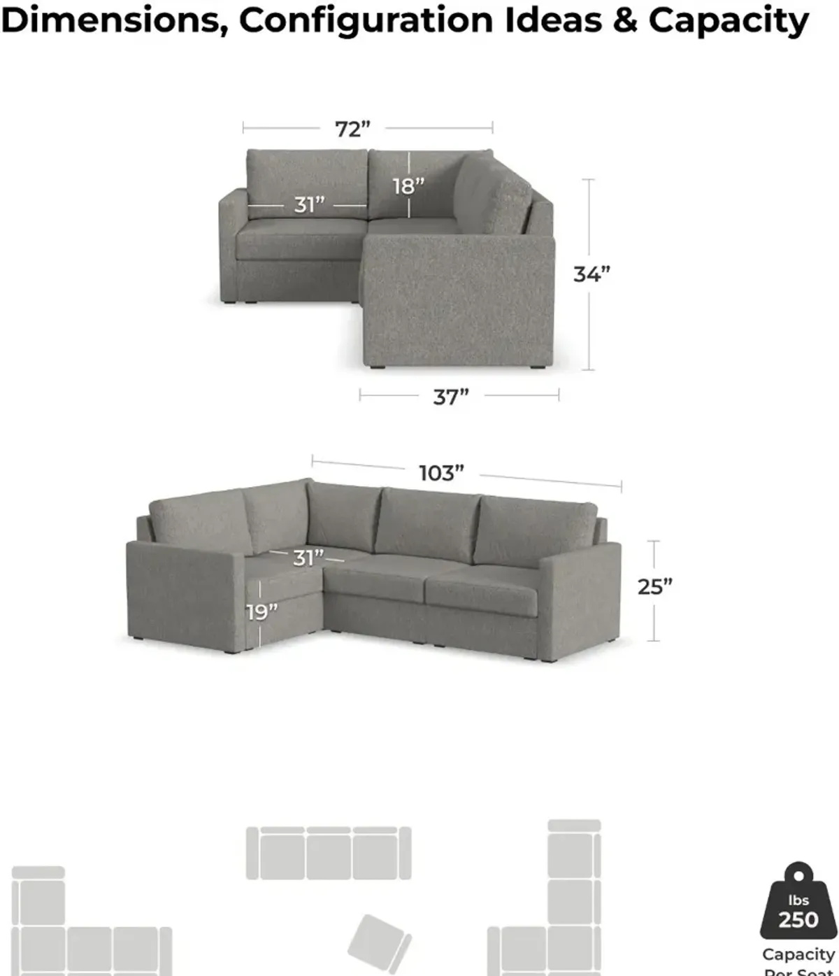 Flex Gray 4-Seat Modular Sectional