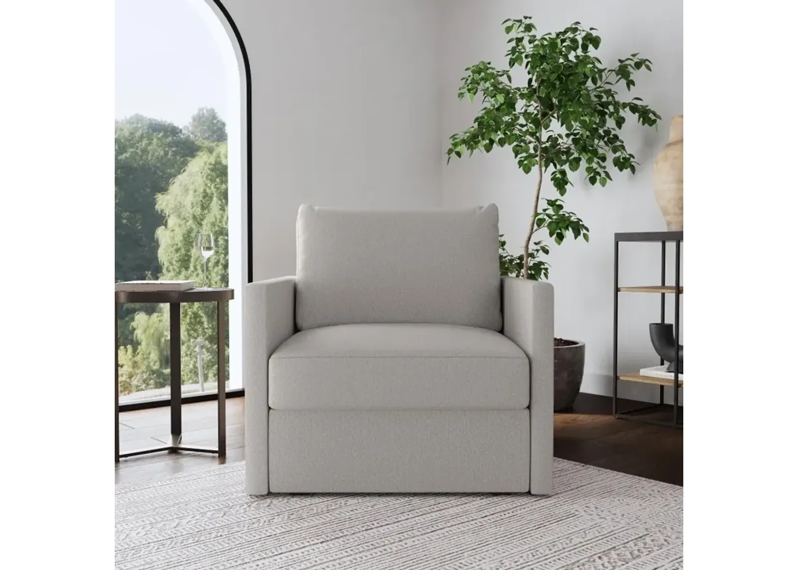 Flex Taupe Armchair with Narrow Arm