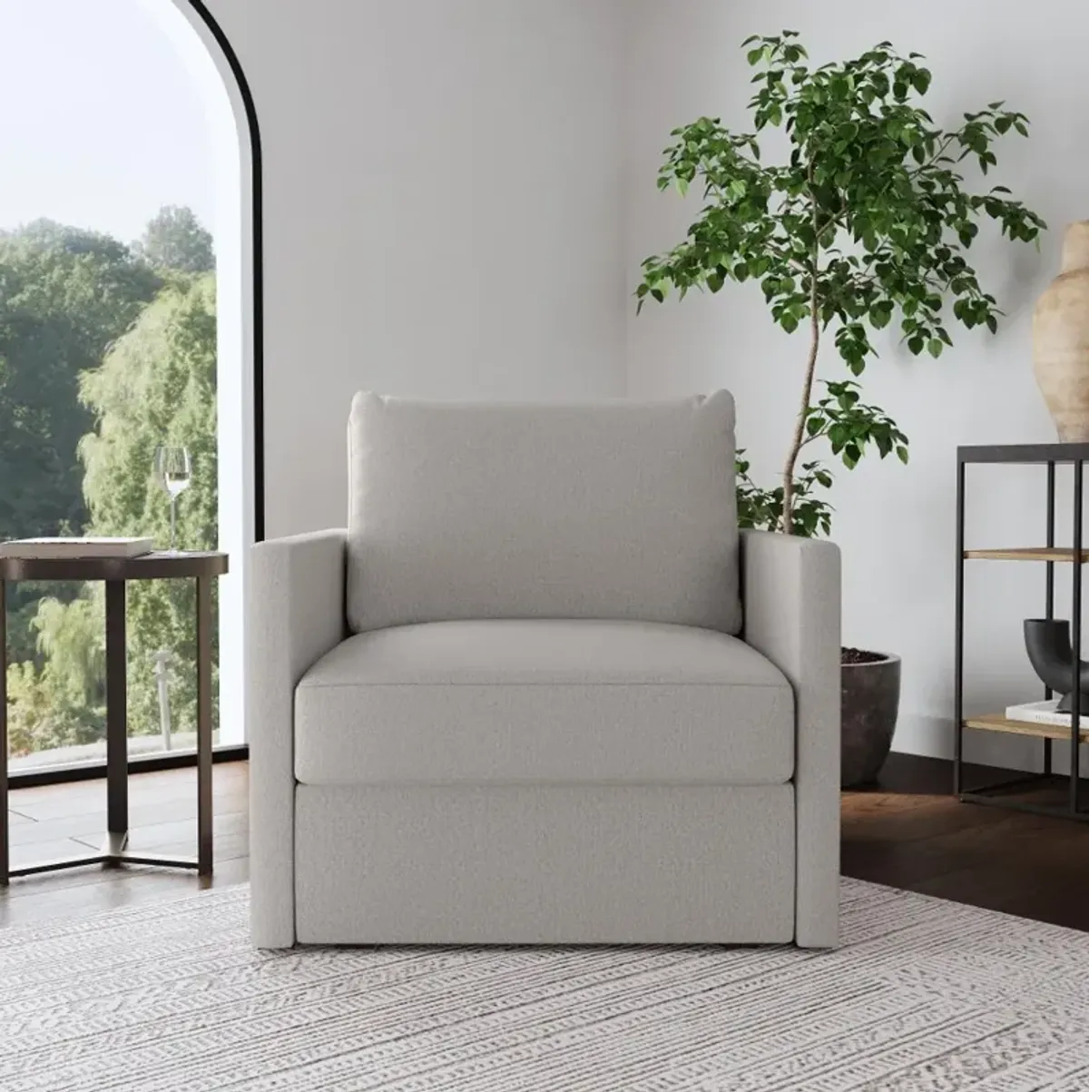 Flex Taupe Armchair with Narrow Arm