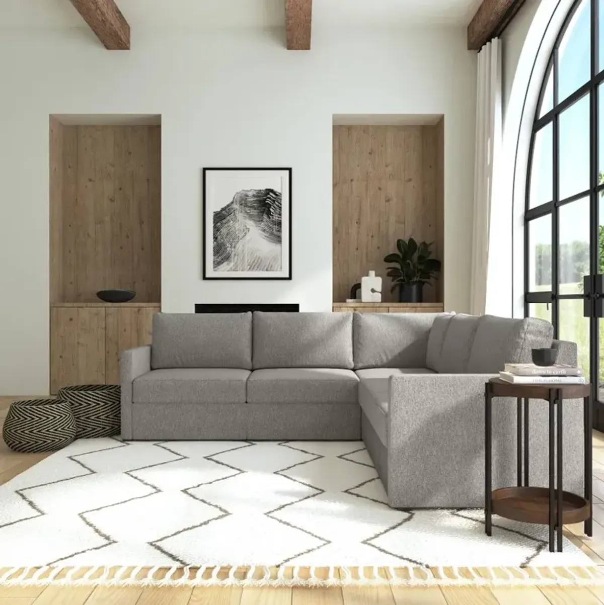 Flex Gray 5-Seat Modular Sectional with Narrow Arm