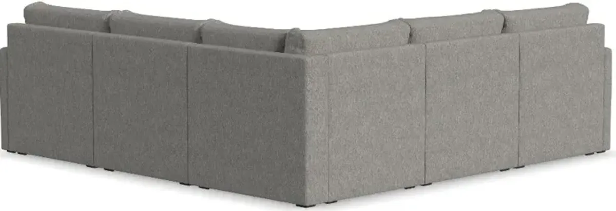 Flex Gray 5-Seat Modular Sectional with Narrow Arm