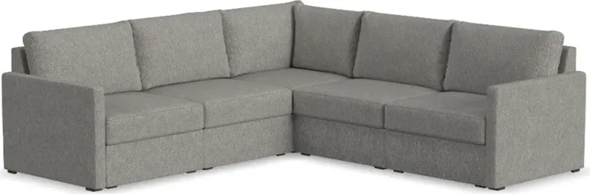 Flex Gray 5-Seat Modular Sectional with Narrow Arm