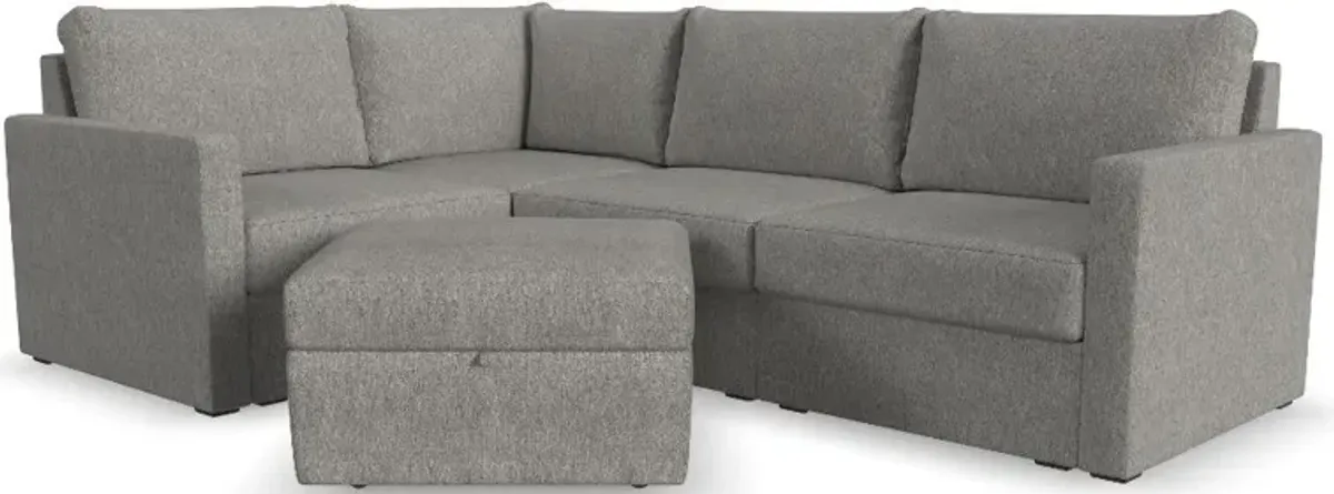 Flex Gray 4-Seat Modular Sectional with Storage Ottoman