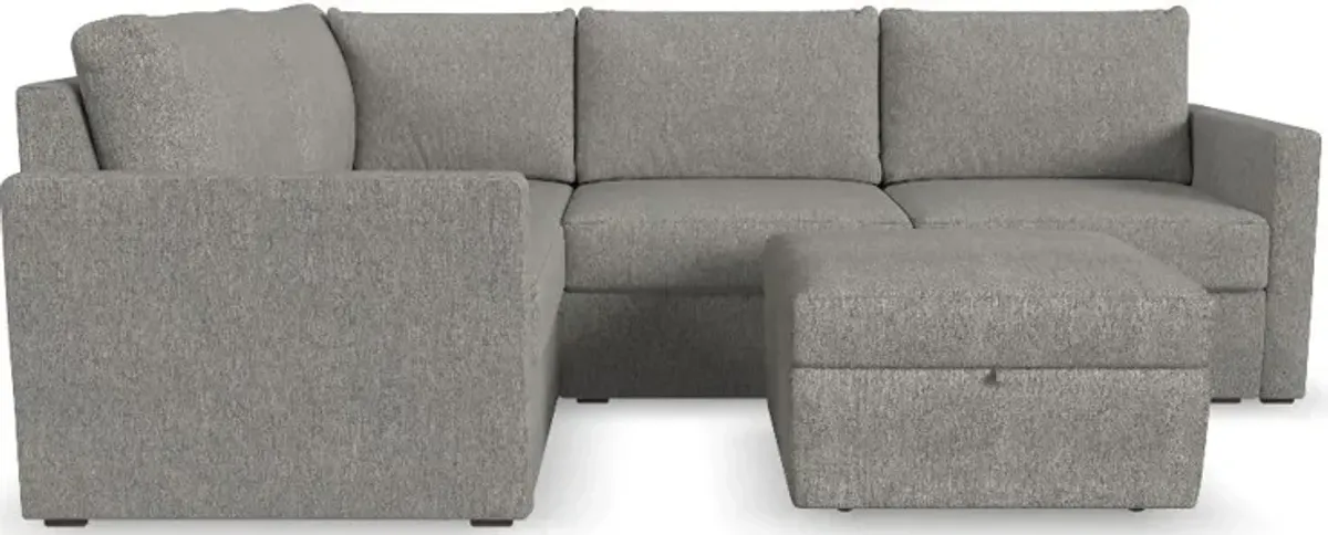 Flex Gray 4-Seat Modular Sectional with Storage Ottoman