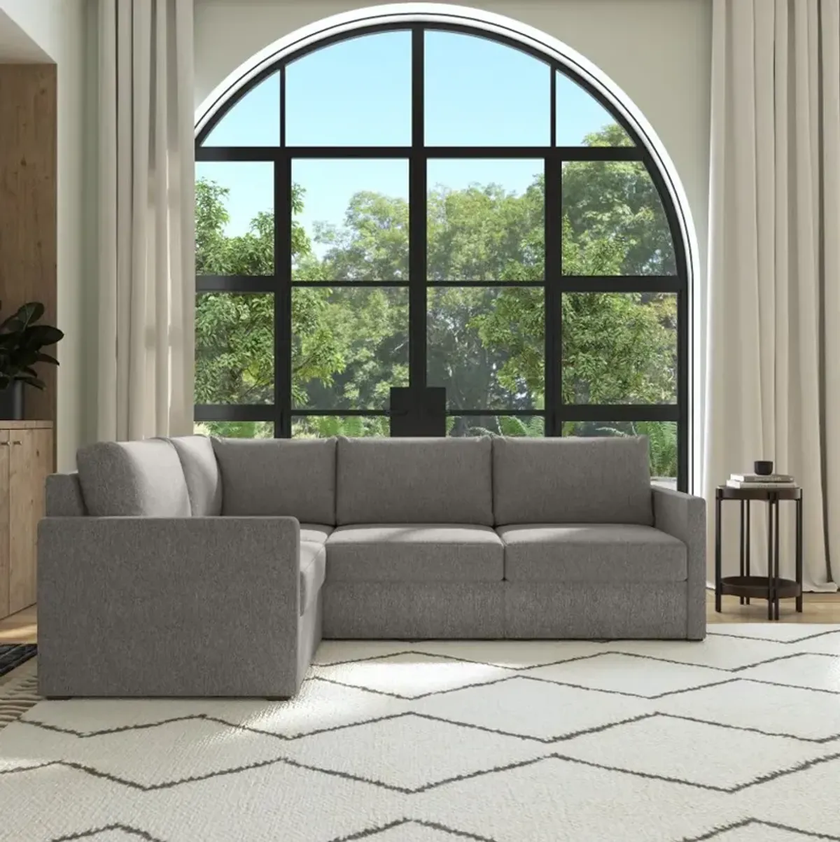 Flex Gray 4-Seat Modular Sectional with Narrow Arm