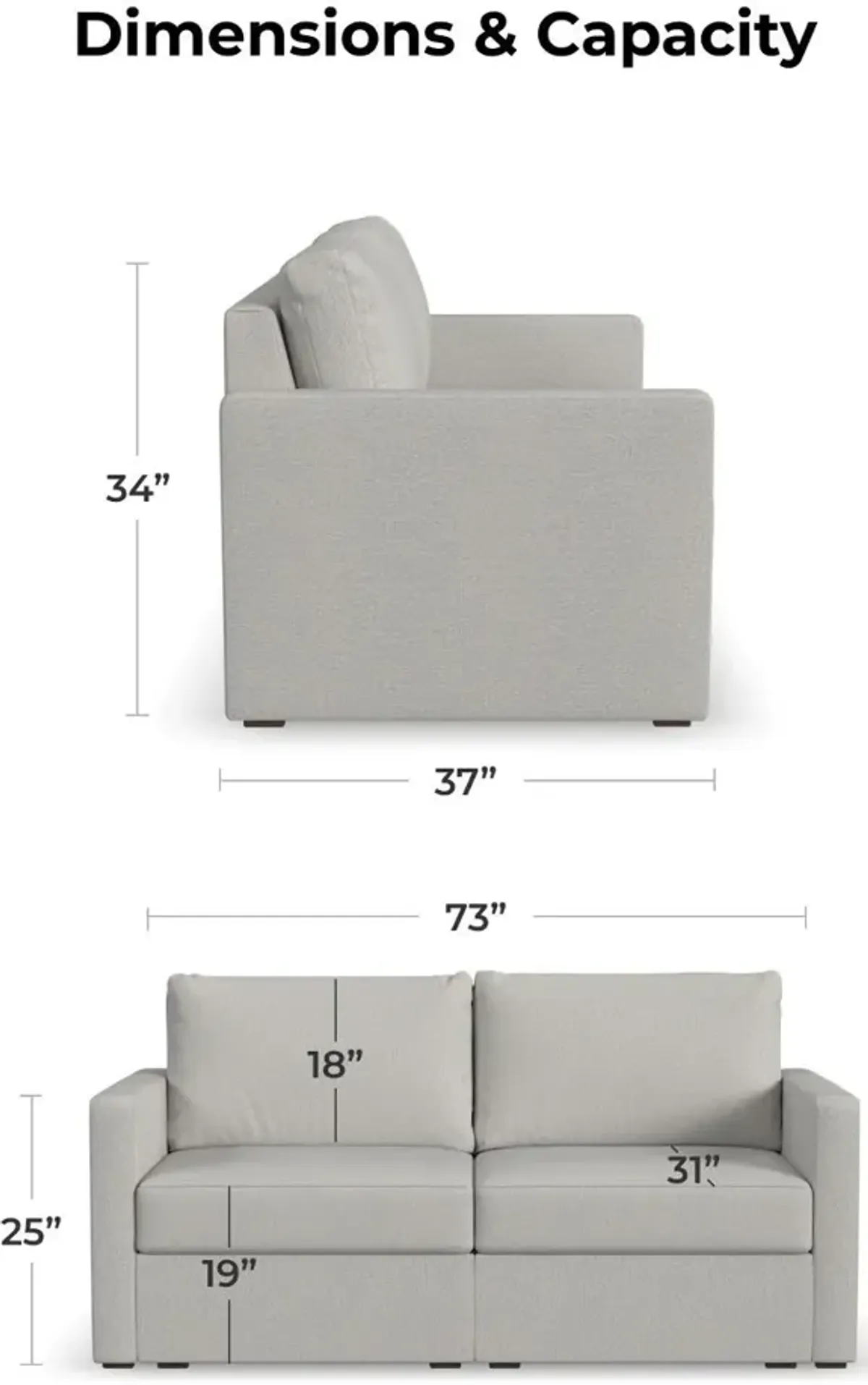 Flex Taupe Modular Loveseat