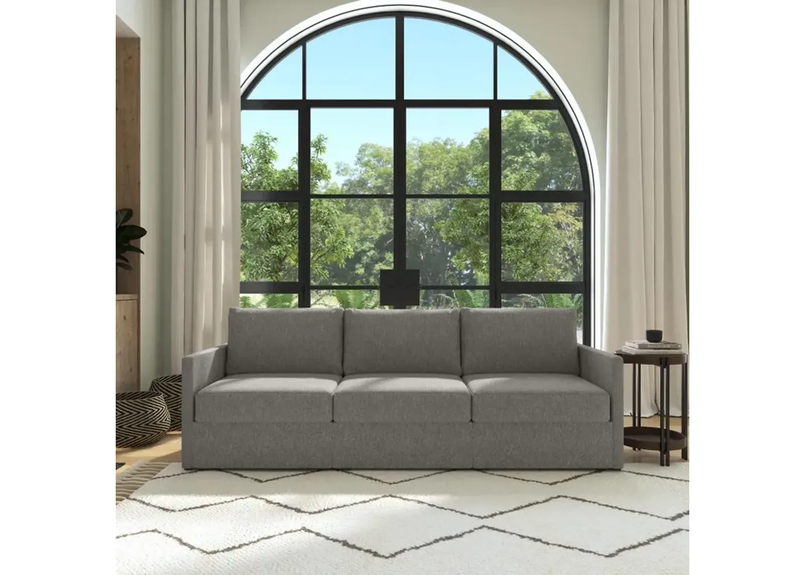 Flex Gray Modular Sofa with Narrow Arm