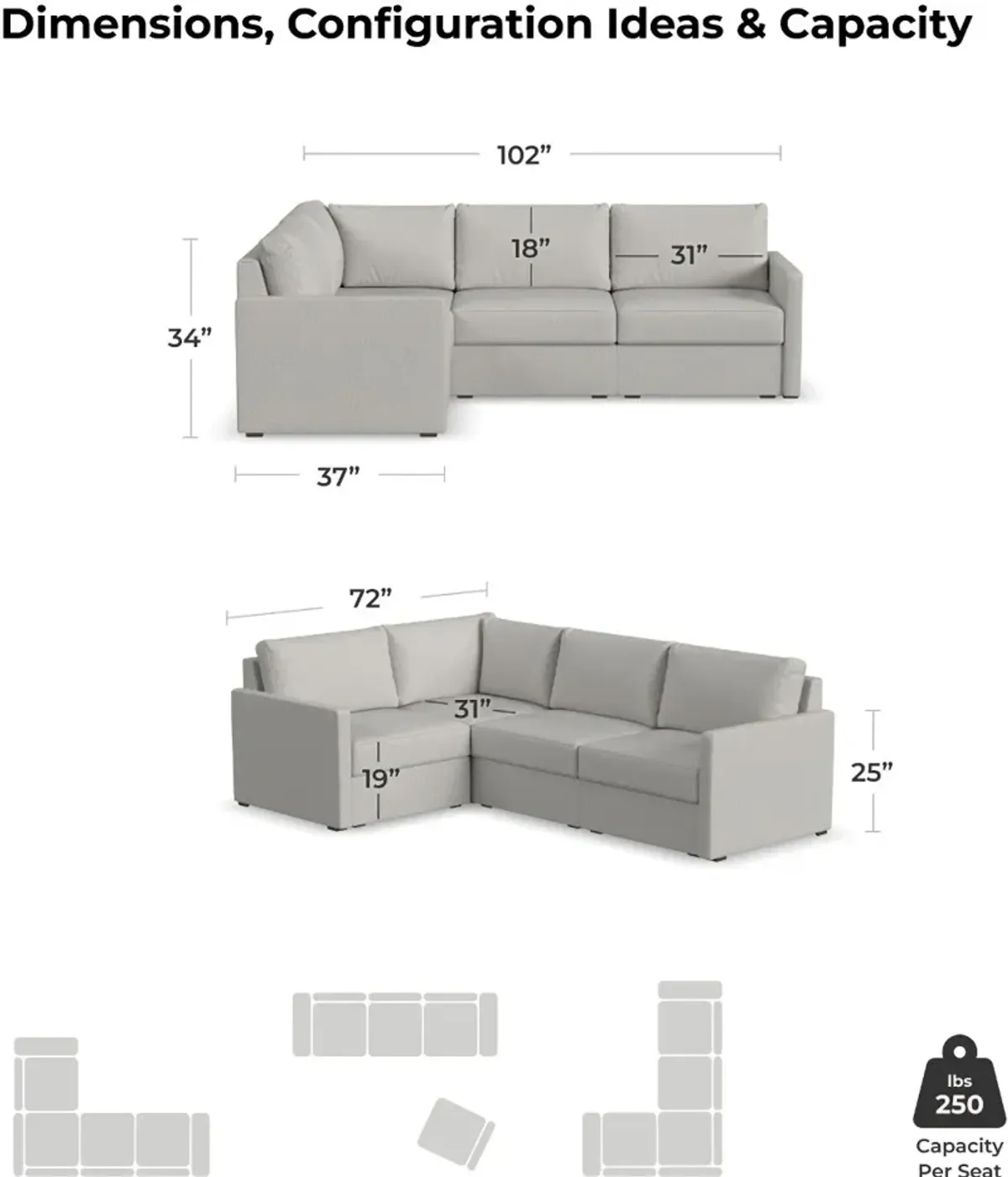 Flex Taupe 4-Seat Modular Sectional