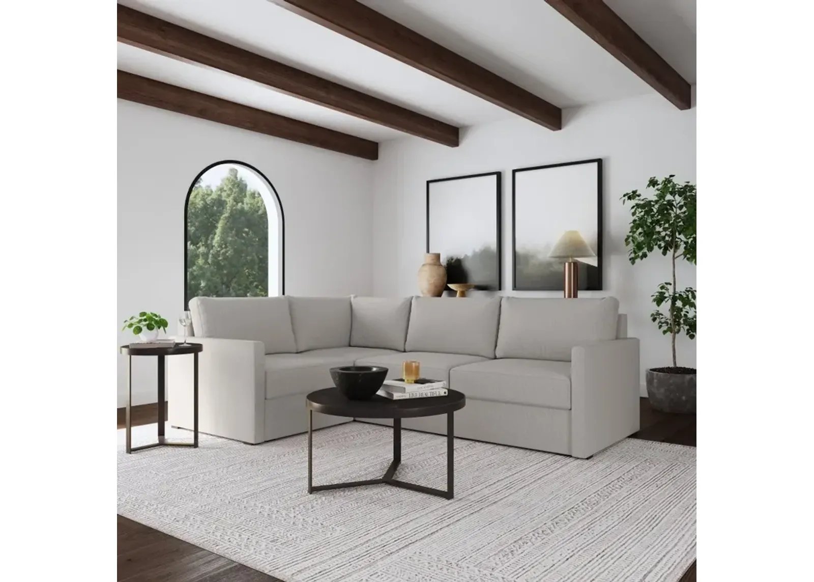 Flex Taupe 4-Seat Modular Sectional with Narrow Arm