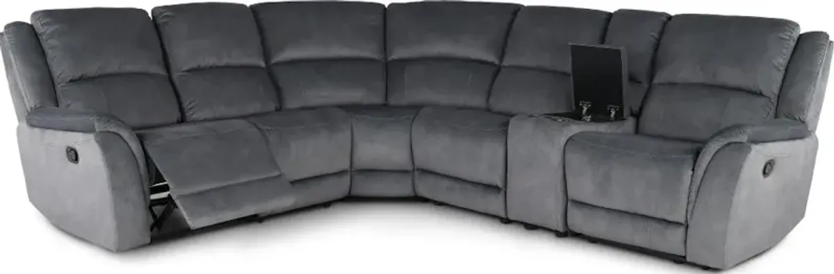 Aspen Steel Gray 6-Piece Reclining Sectional