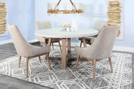 Olivia Wheat Beige and Gray Round Dining Table