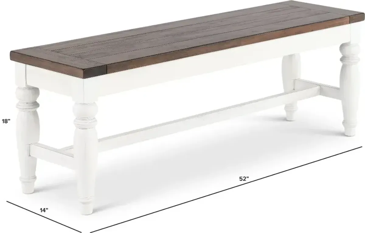 Pasadena White and Brown Dining Bench