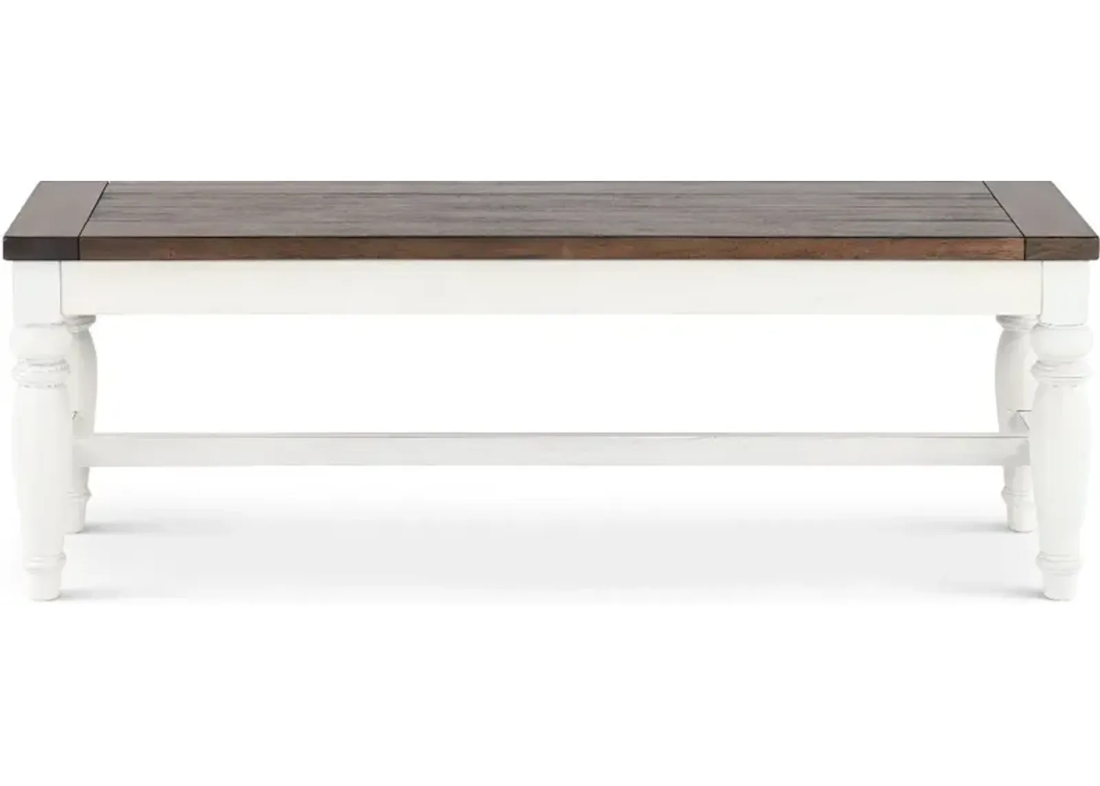 Pasadena White and Brown Dining Bench