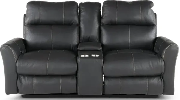 Fredda Gray Power Reclining Loveseat with Console