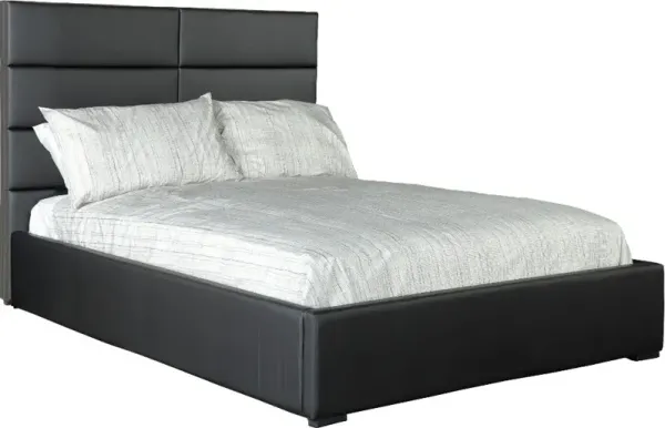 Metrica Black Upholstered King Platform Bed