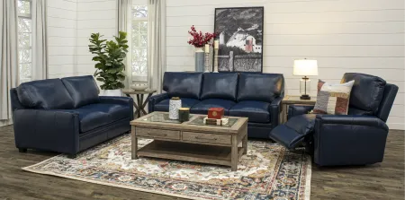 Cortez Blue Leather Sofa