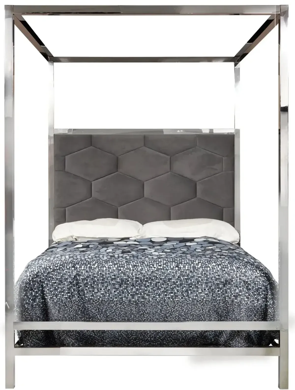 Encore Platinum Silver and Gray Queen Canopy Bed