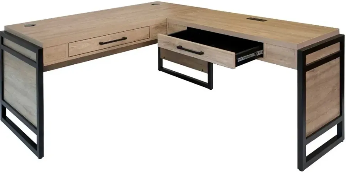 Mason Natural and Black L-Shaped Desk