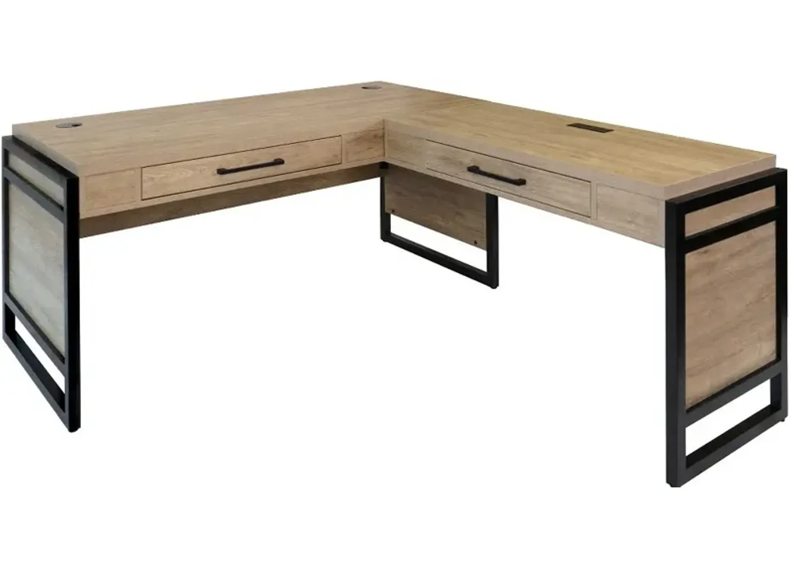 Mason Natural and Black L-Shaped Desk