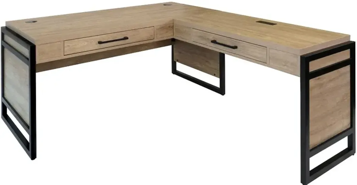 Mason Natural and Black L-Shaped Desk