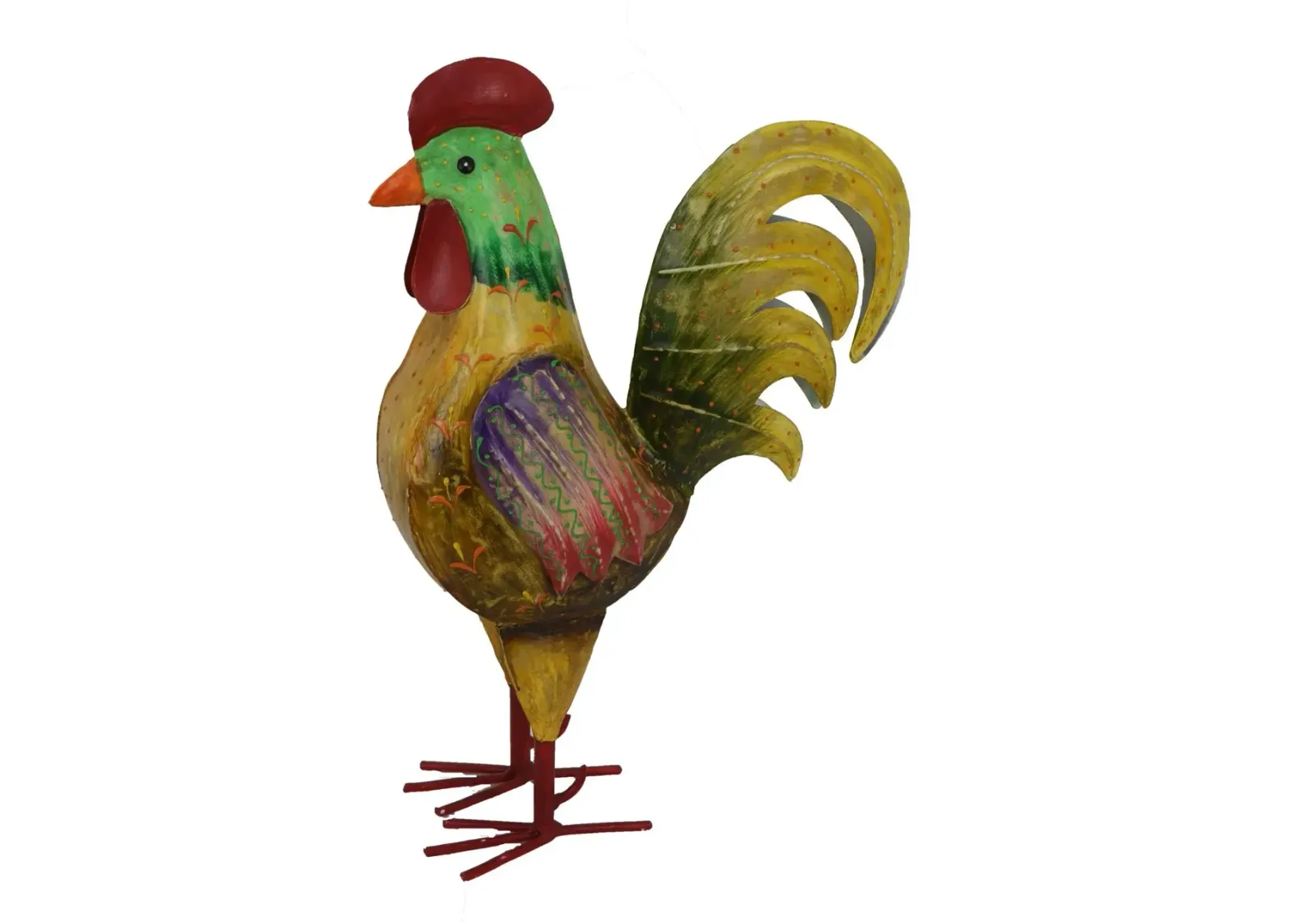 19.25 Inch Painted Metal Rooster