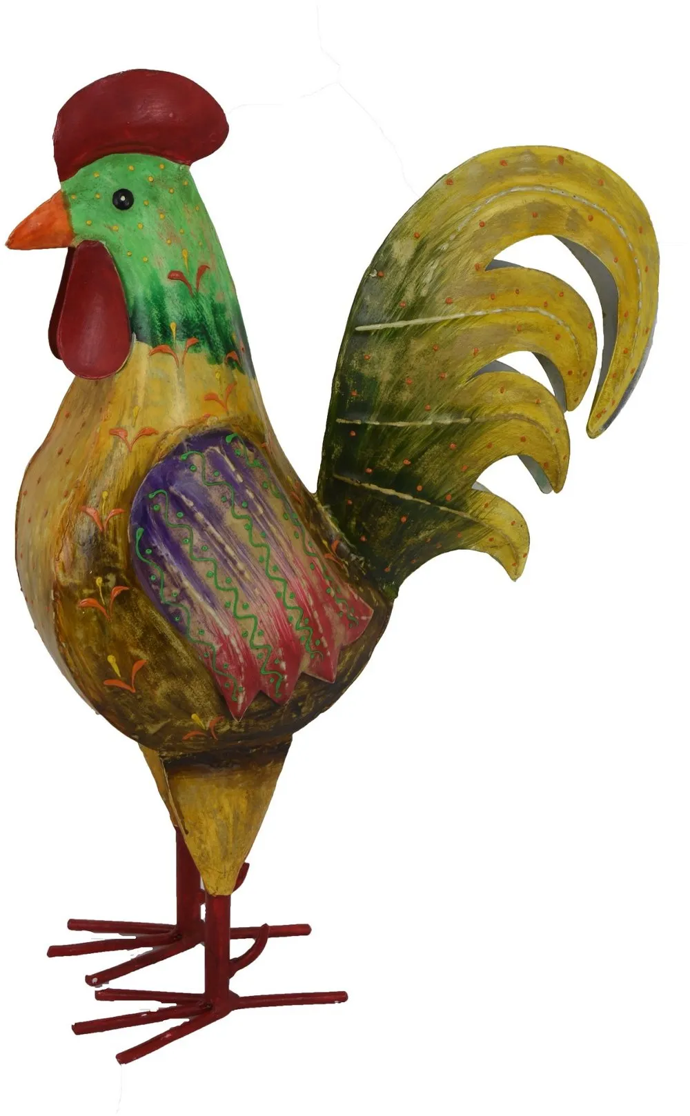 19.25 Inch Painted Metal Rooster