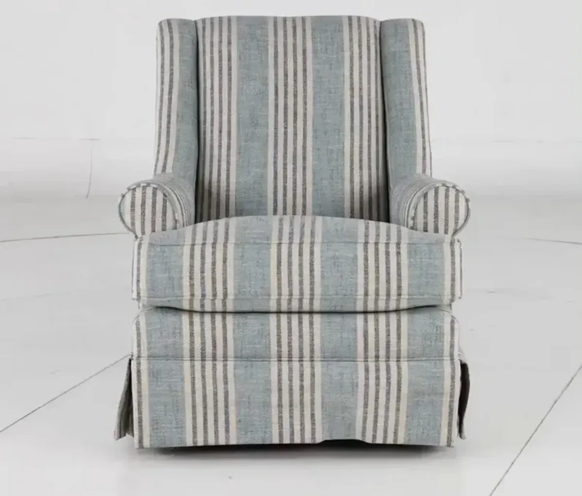 Fargo Blue Striped Swivel Gliding Chair