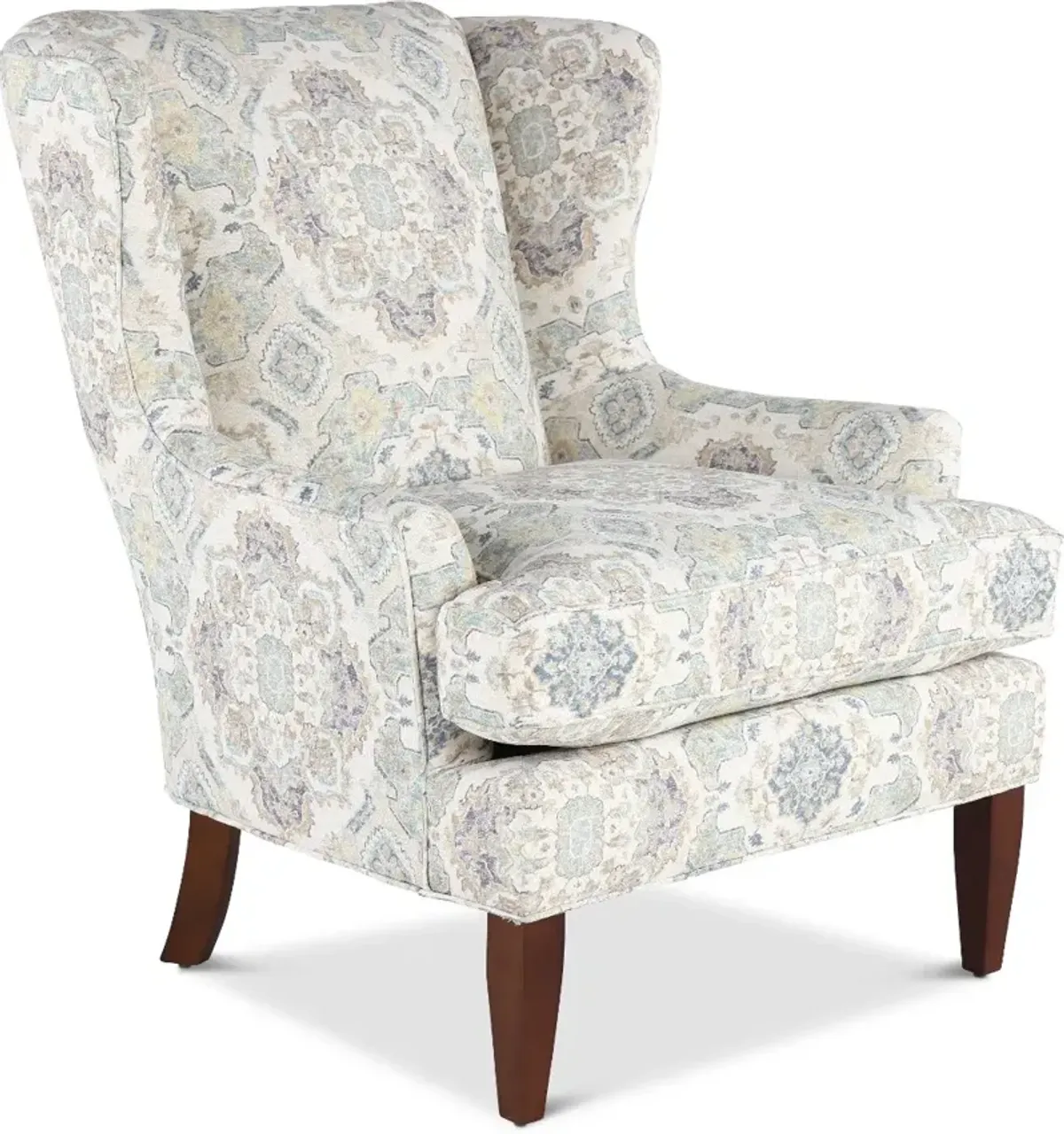 Fargo Off-White, Beige, and Blue Wingback Chair