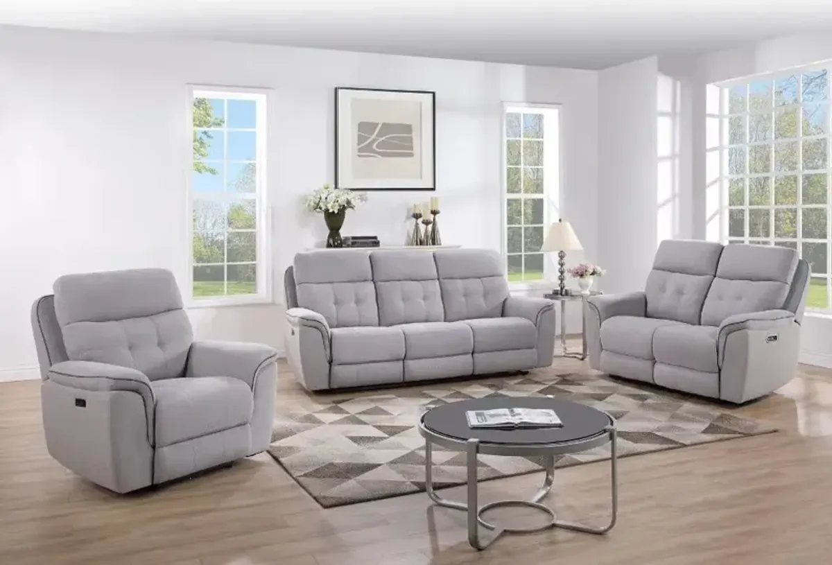 Spencer Seeley Gray Power Reclining Sofa with Power Headrest and...