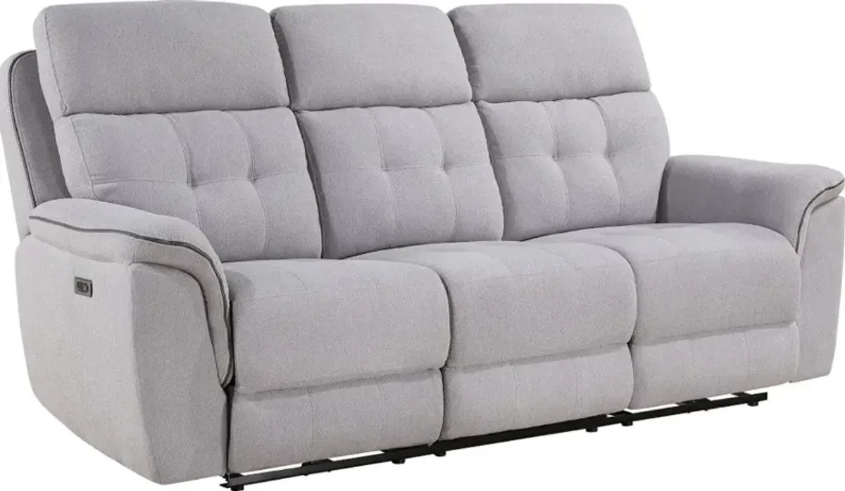 Spencer Seeley Gray Power Reclining Sofa with Power Headrest and...