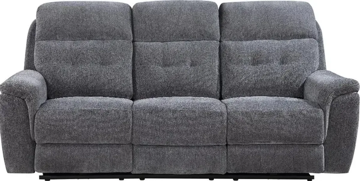 Spencer Storm Blue Power Reclining Sofa with Power Headrest and Lumbar