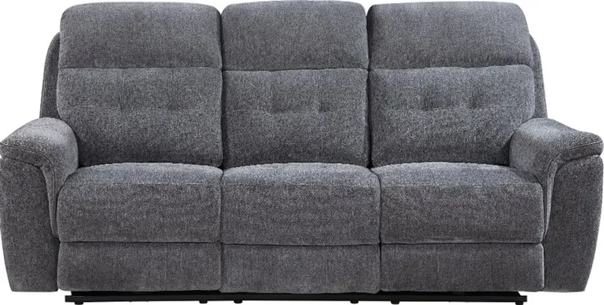 Spencer Storm Blue Power Reclining Sofa with Power Headrest and Lumbar