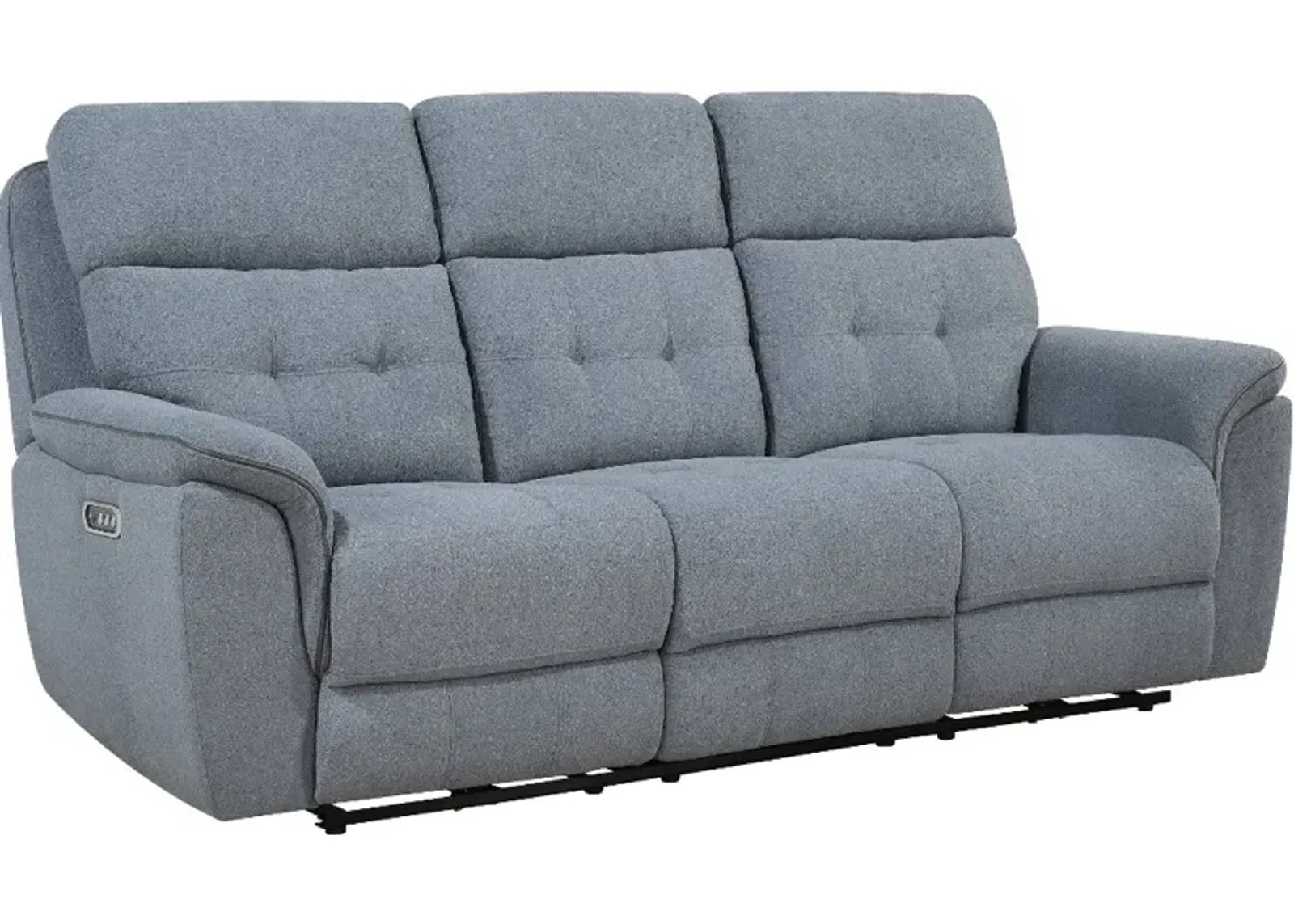 Spencer Storm Blue Power Reclining Sofa with Power Headrest and Lumbar