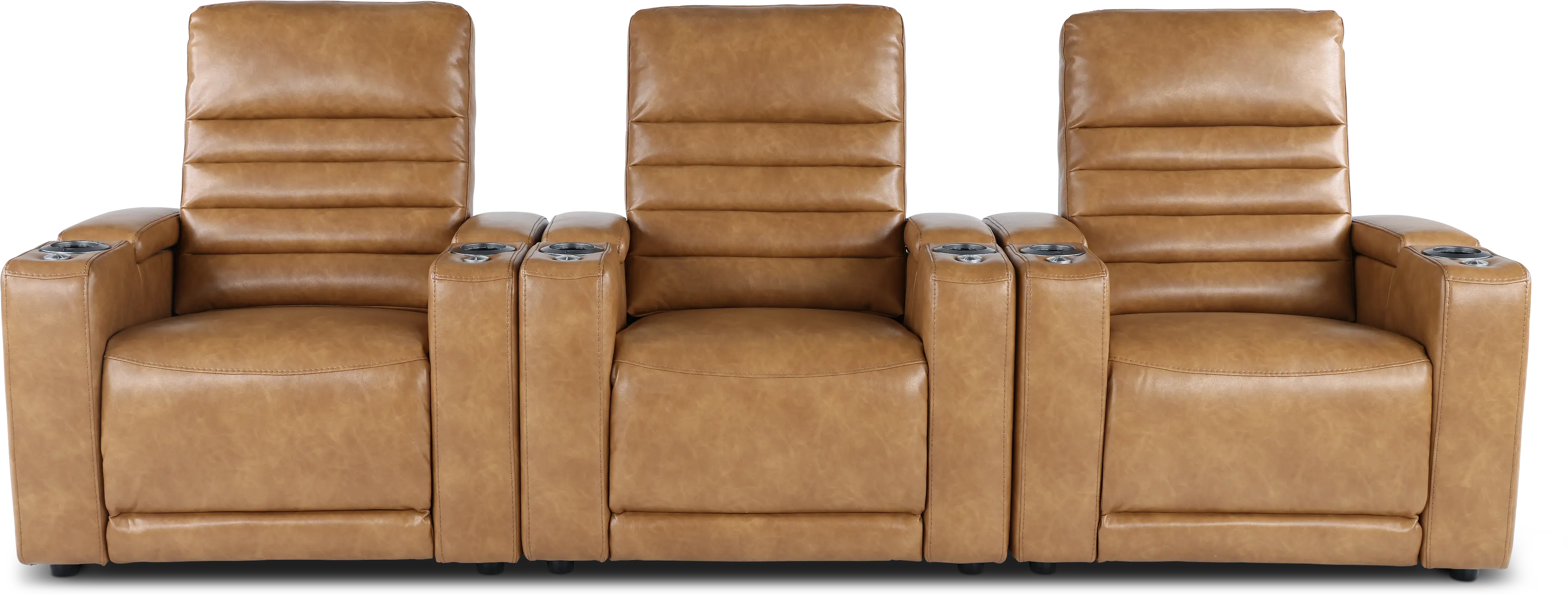 Copley Camel Brown 3-Piece Power Home Theater Seating