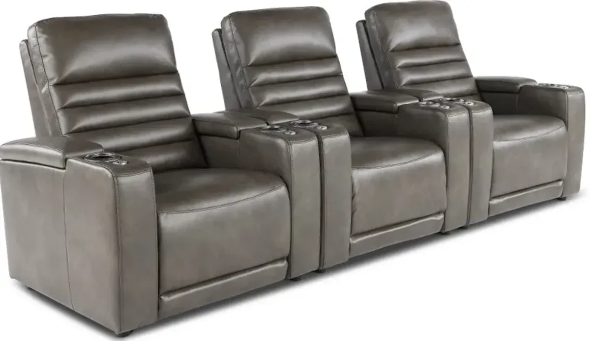 Copley Slate Gray 3-Piece Power Home Theater Seating