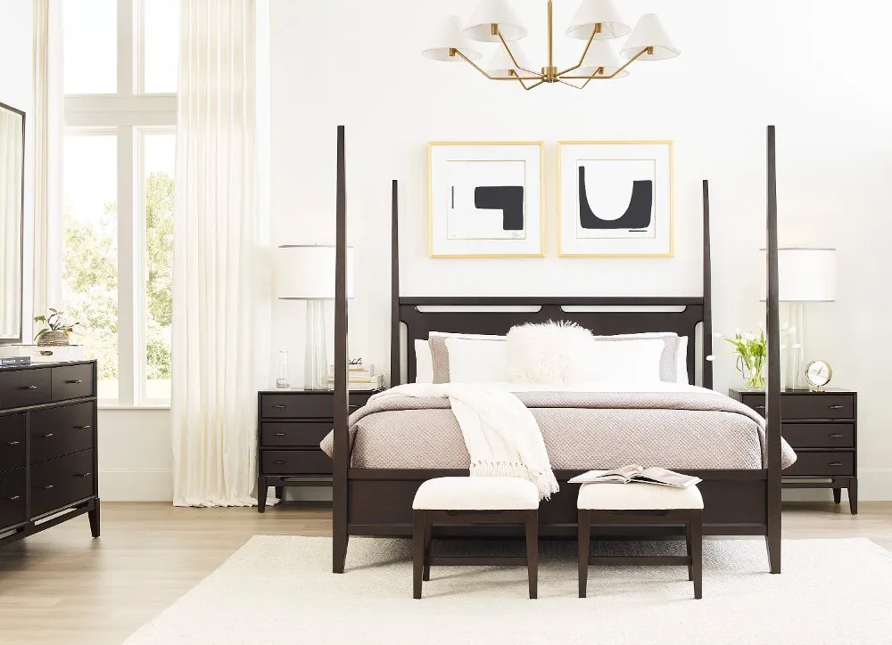 Sutton Dark Brown California King Poster Bed