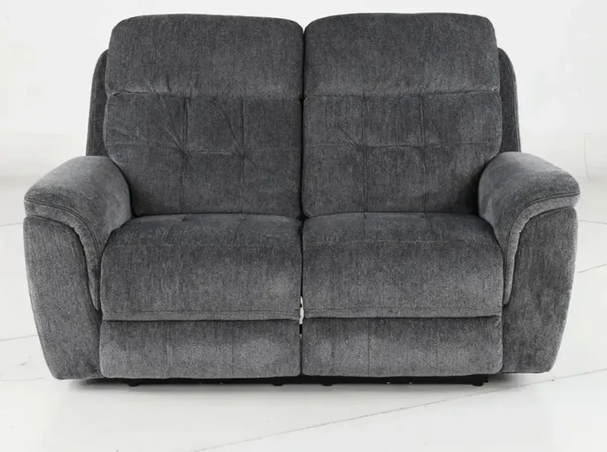 Spencer Storm Blue Power Reclining Loveseat with Power Headrest...